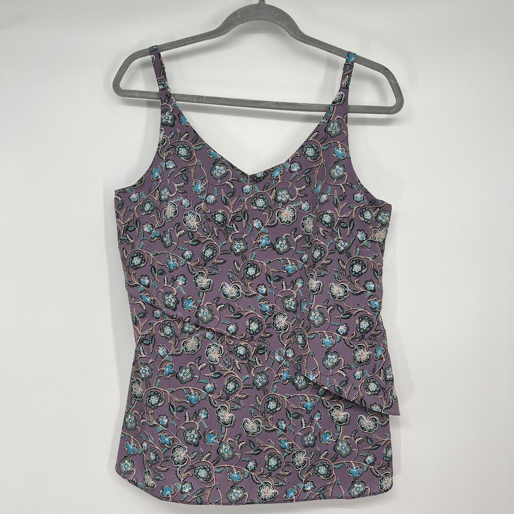 Cabi Floral Scrollwork Layered Cami Tank Top Womens Size S Purple